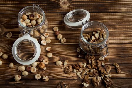 Collection of Nuts in Food Jars